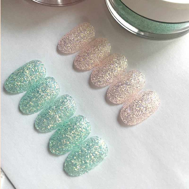 SHERBET MINT/CORAL GLITTER POWDER